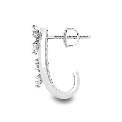 White Gold Diamond Earrings - Floral Ensemble [wg]