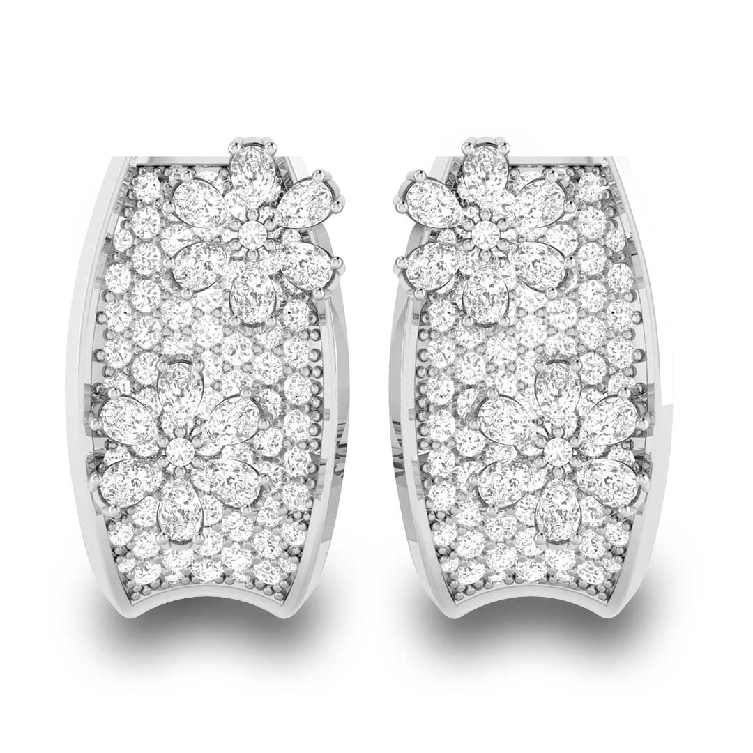Floral Ensemble White Gold Diamond Earrings [wg]