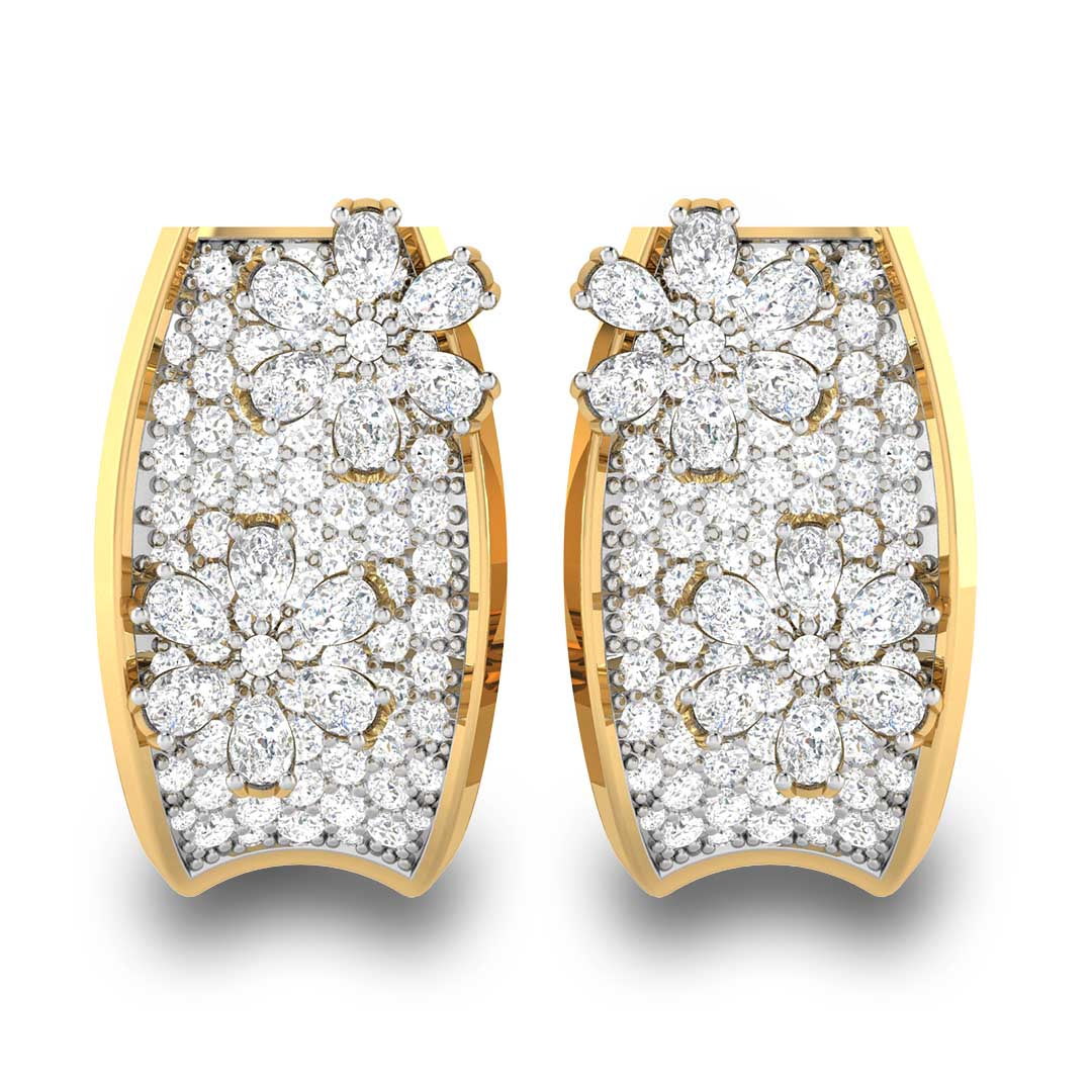 Floral Ensemble Yellow Gold Diamond Earrings [yg]