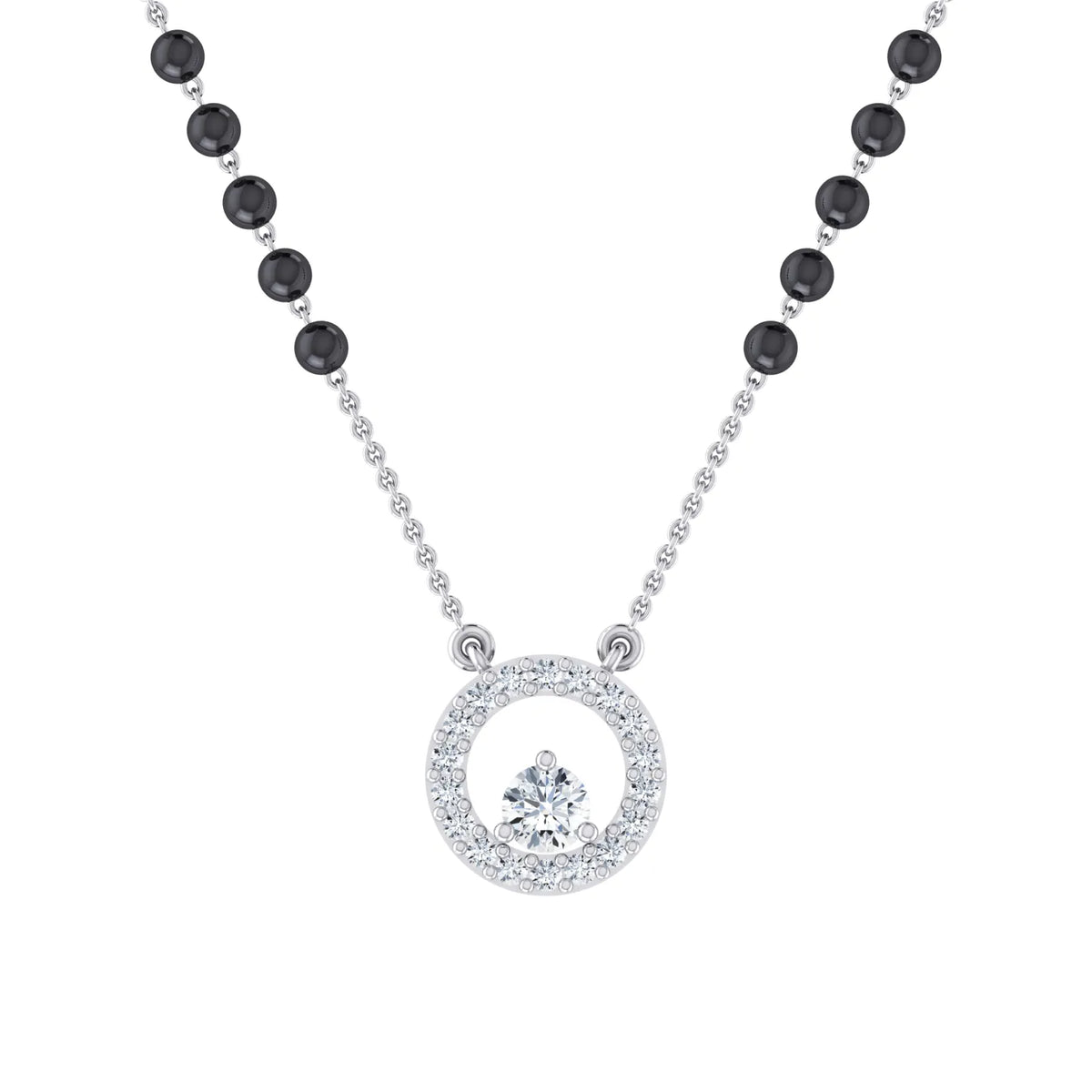 Sparkling Gems White Gold Diamond Mangalsutra [wg]