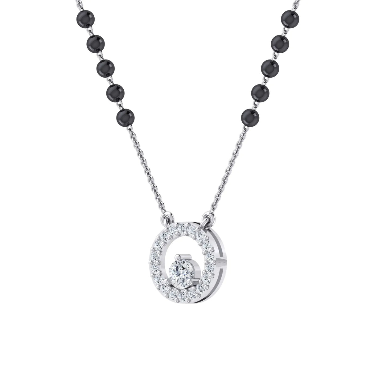 White Gold Diamond Mangalsutra - Sparkling Gems [wg]