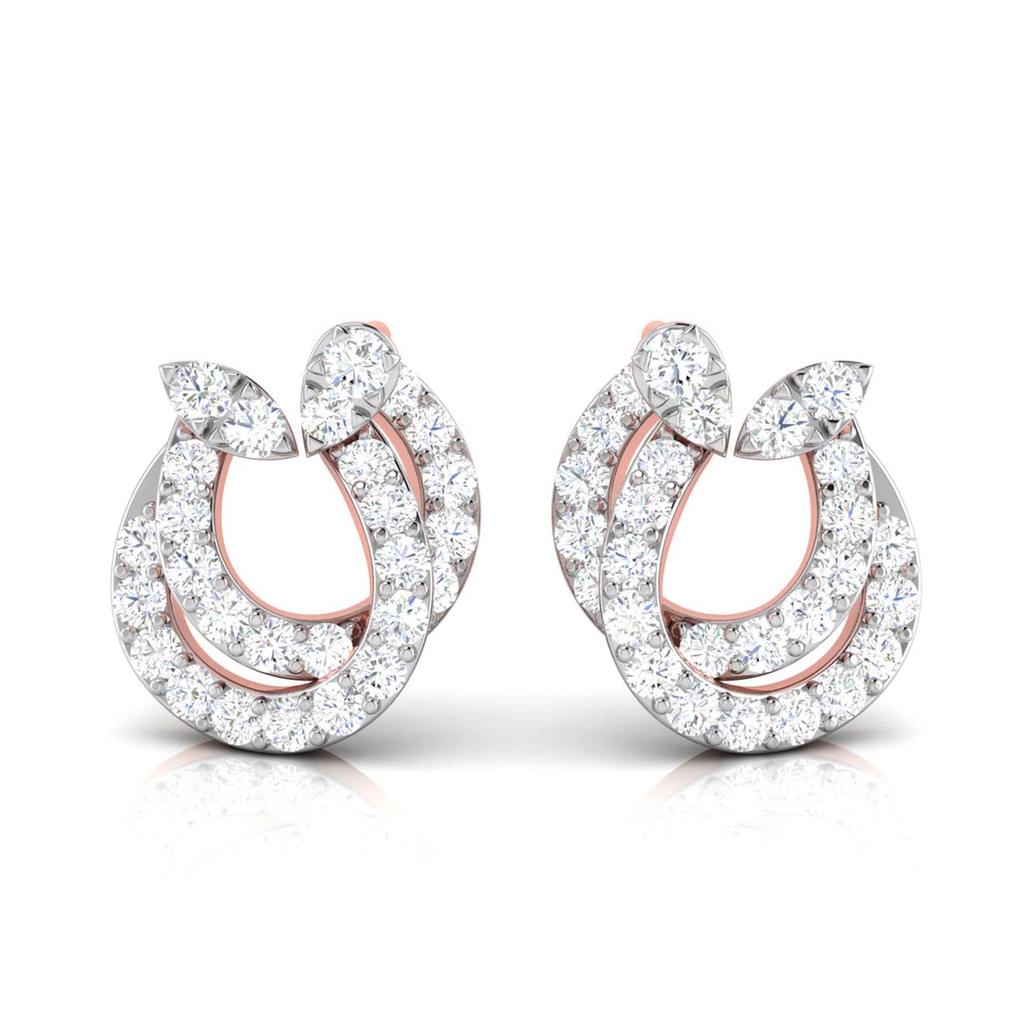 Leafy Luster Rose Gold Diamond Earrings [rg]