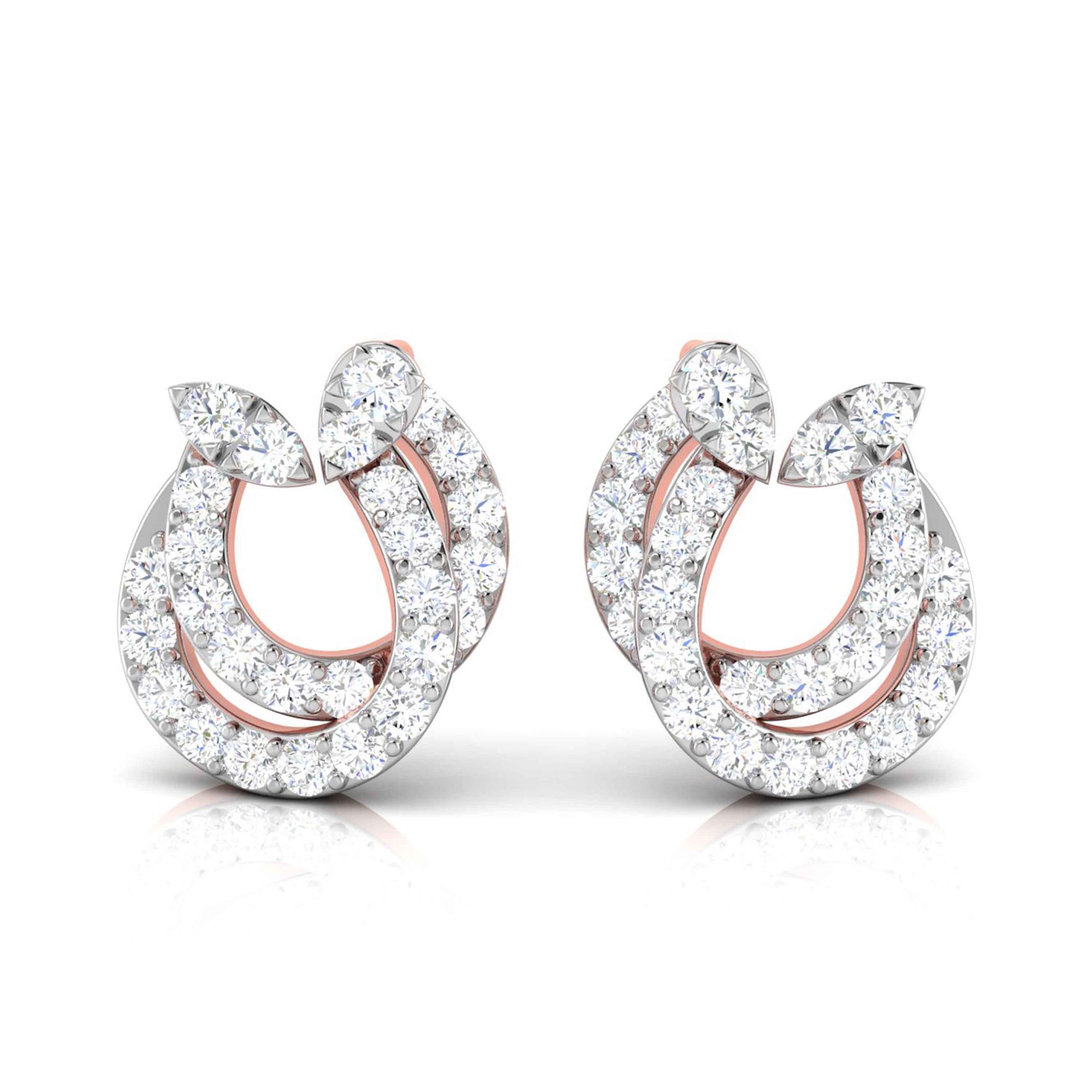 Leafy Luster Rose Gold Diamond Earrings [rg]