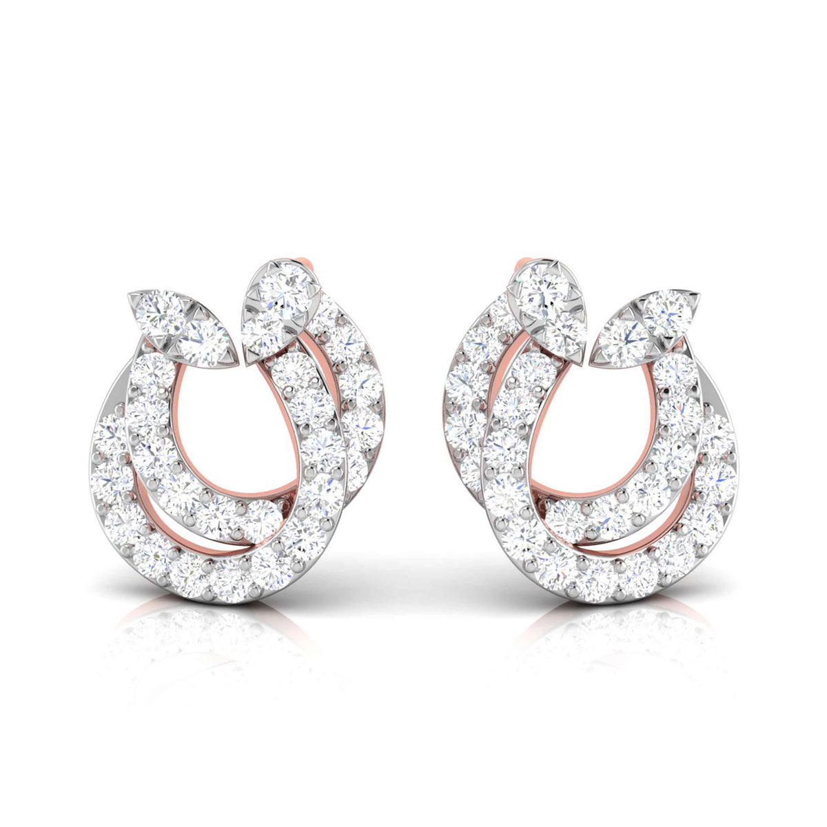 Leafy Luster Rose Gold Diamond Earrings [rg]