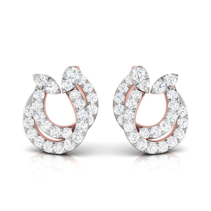 Leafy Luster Rose Gold Diamond Earrings [rg]