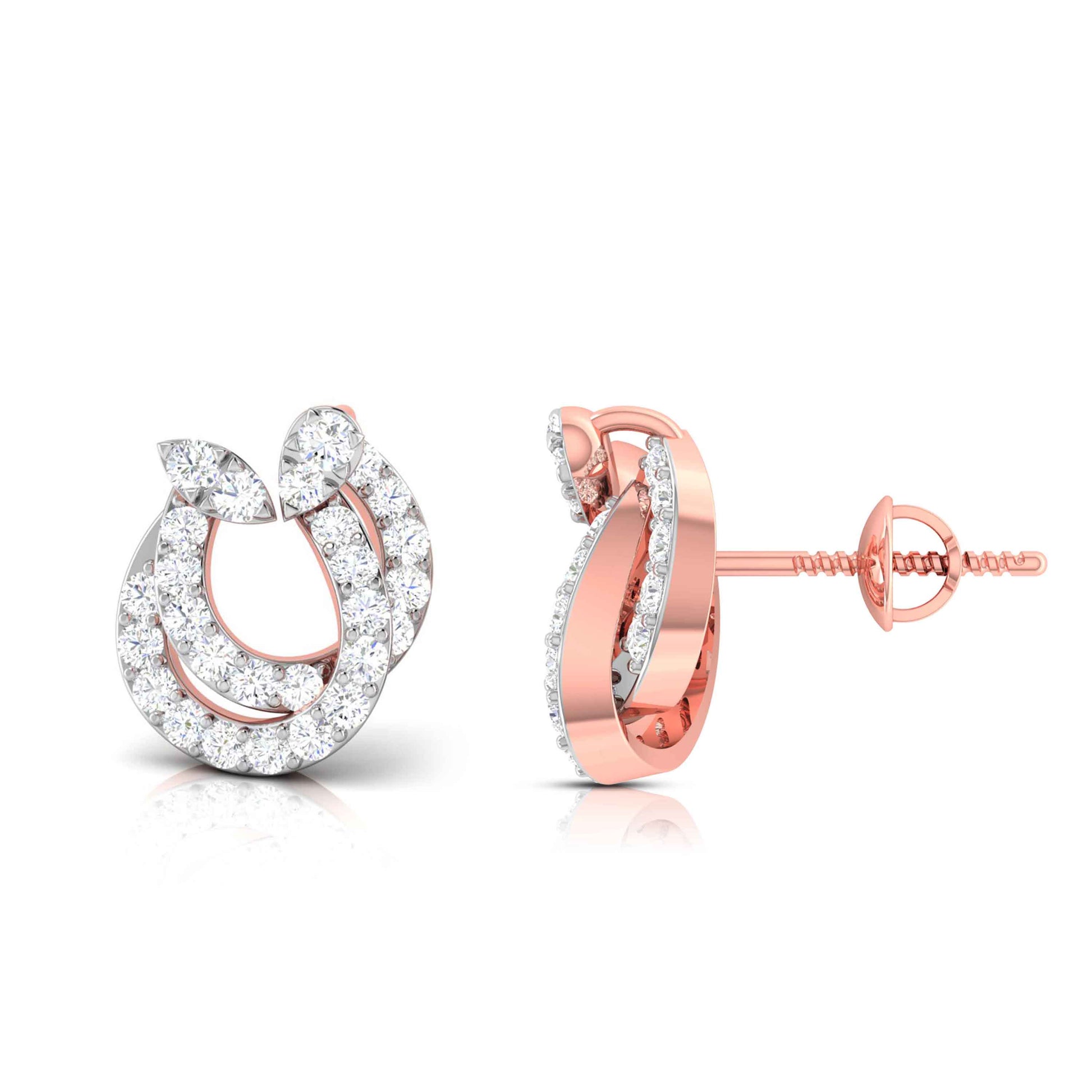 Rose Gold Diamond Earrings - Leafy Luster [rg]