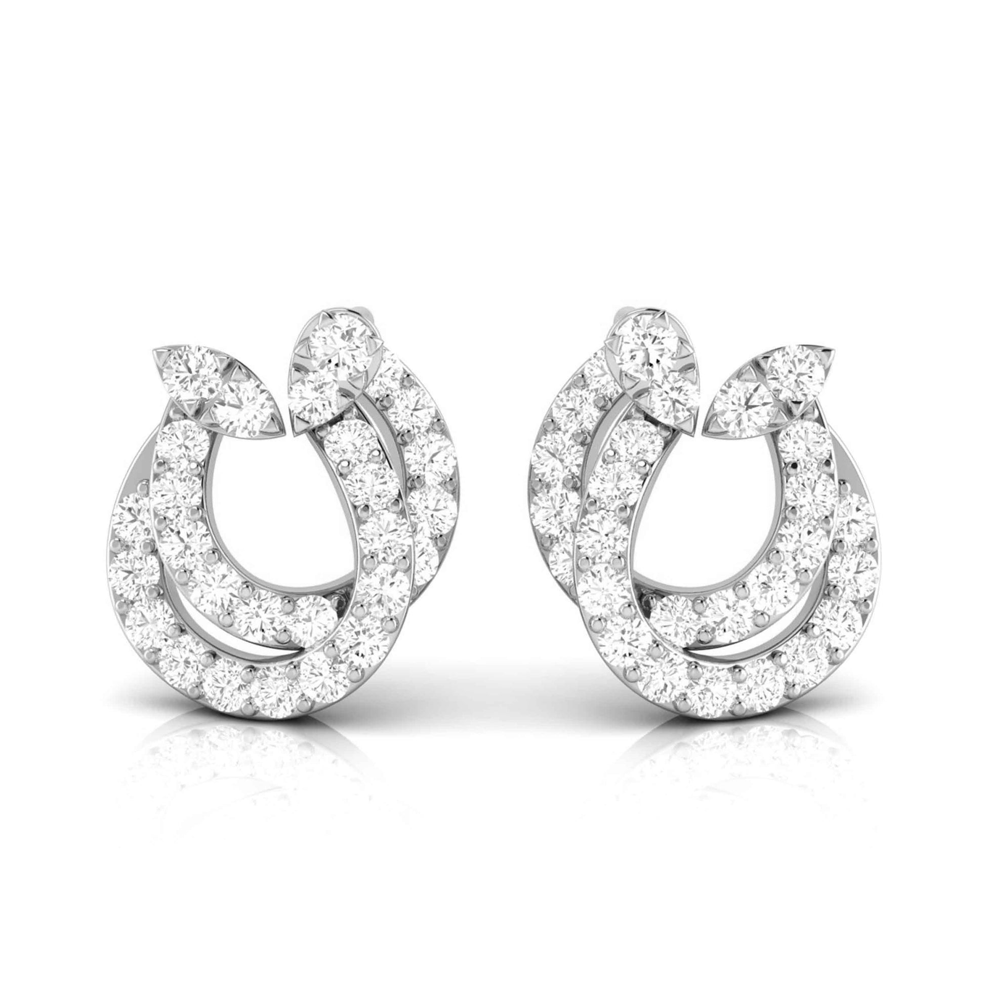 Leafy Luster White Gold Diamond Earrings [wg]