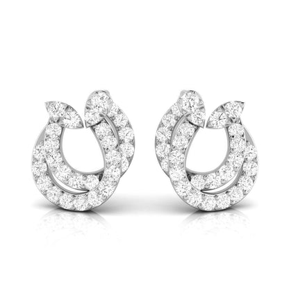 Leafy Luster White Gold Diamond Earrings [wg]