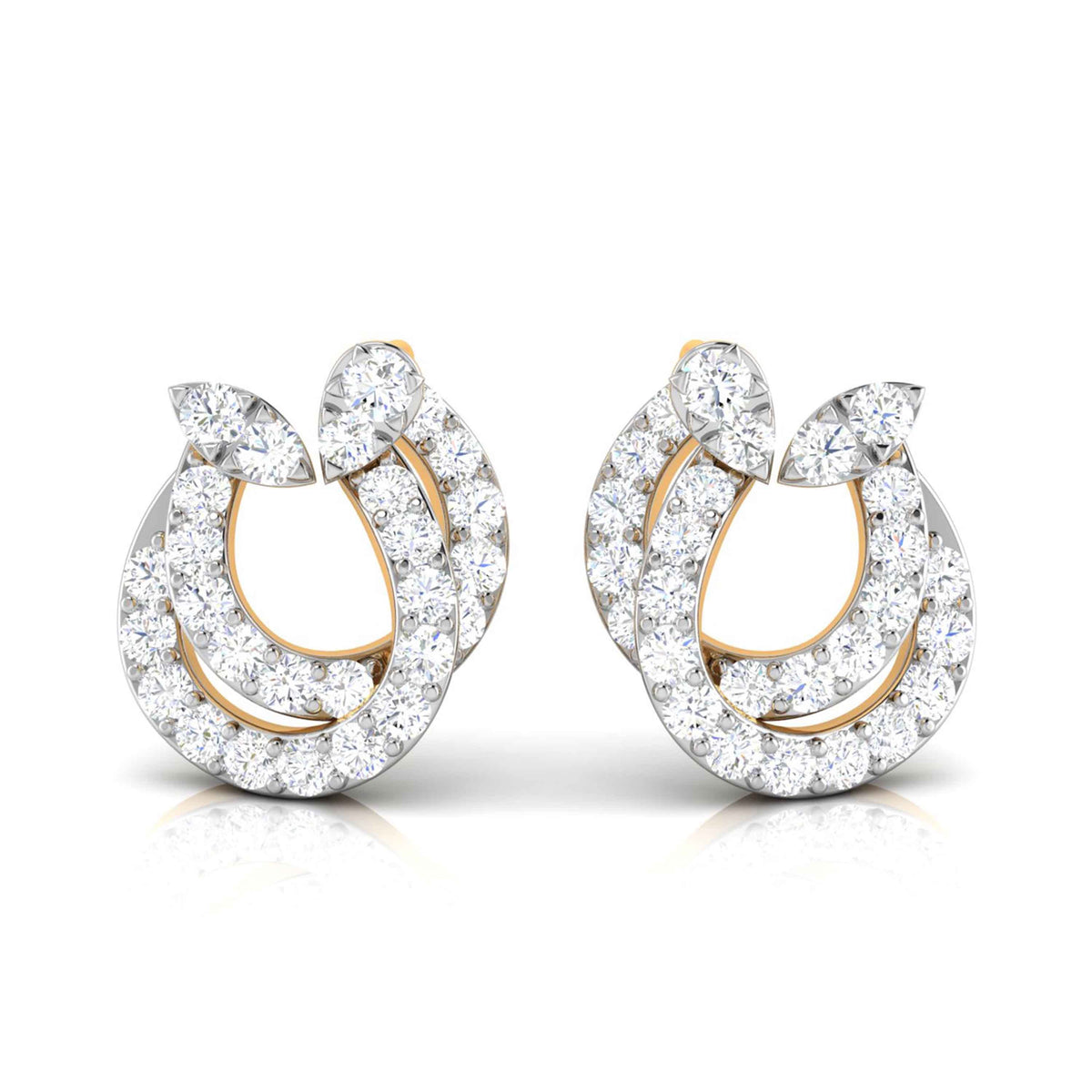 Leafy Luster Yellow Gold Diamond Earrings [yg]