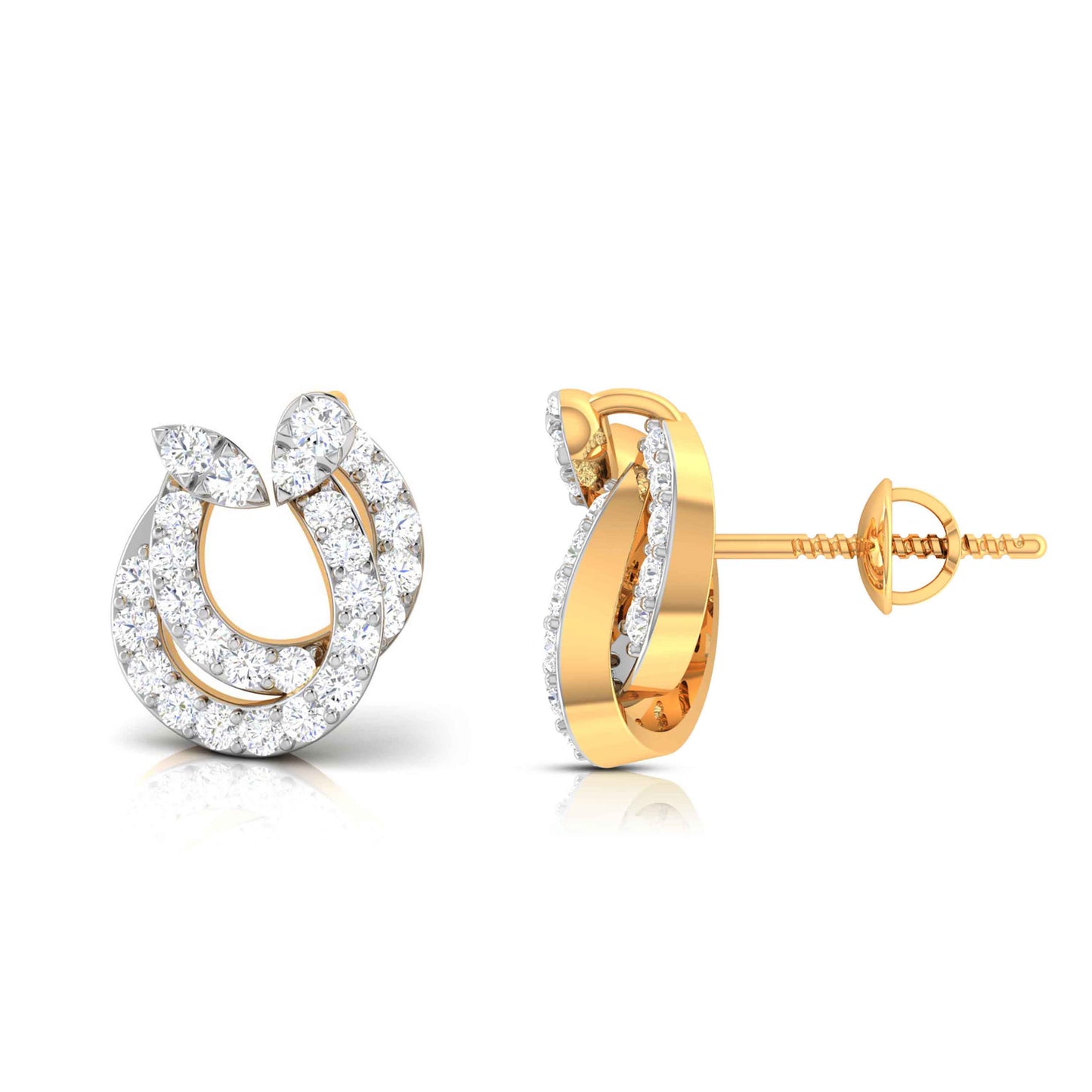 Yellow Gold Diamond Earrings - Leafy Luster [yg]