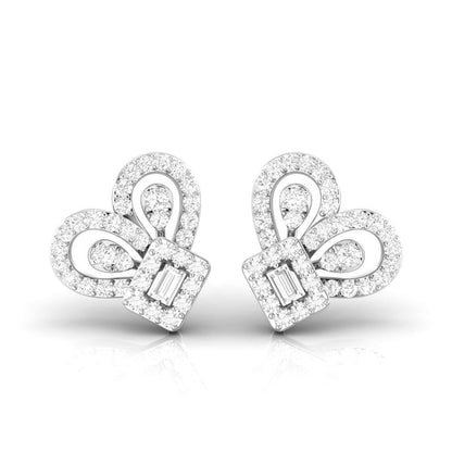 Ribbon Flair White Gold Diamond Earrings [wg]