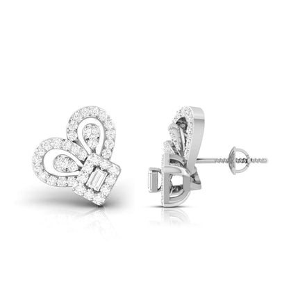 White Gold Diamond Earrings - Ribbon Flair [wg]