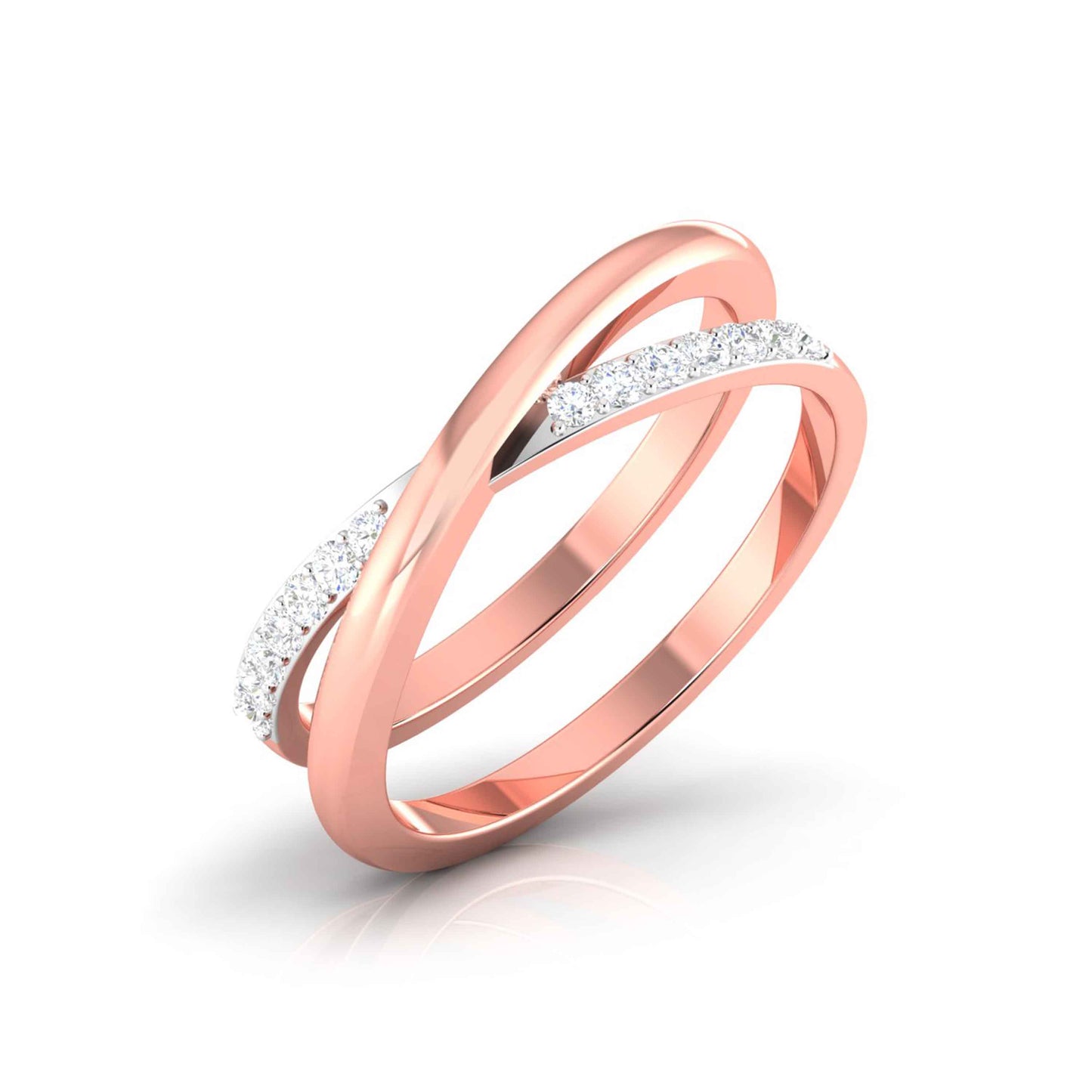 Rose Gold Customised Diamond Ring - Curve Merge [rg]