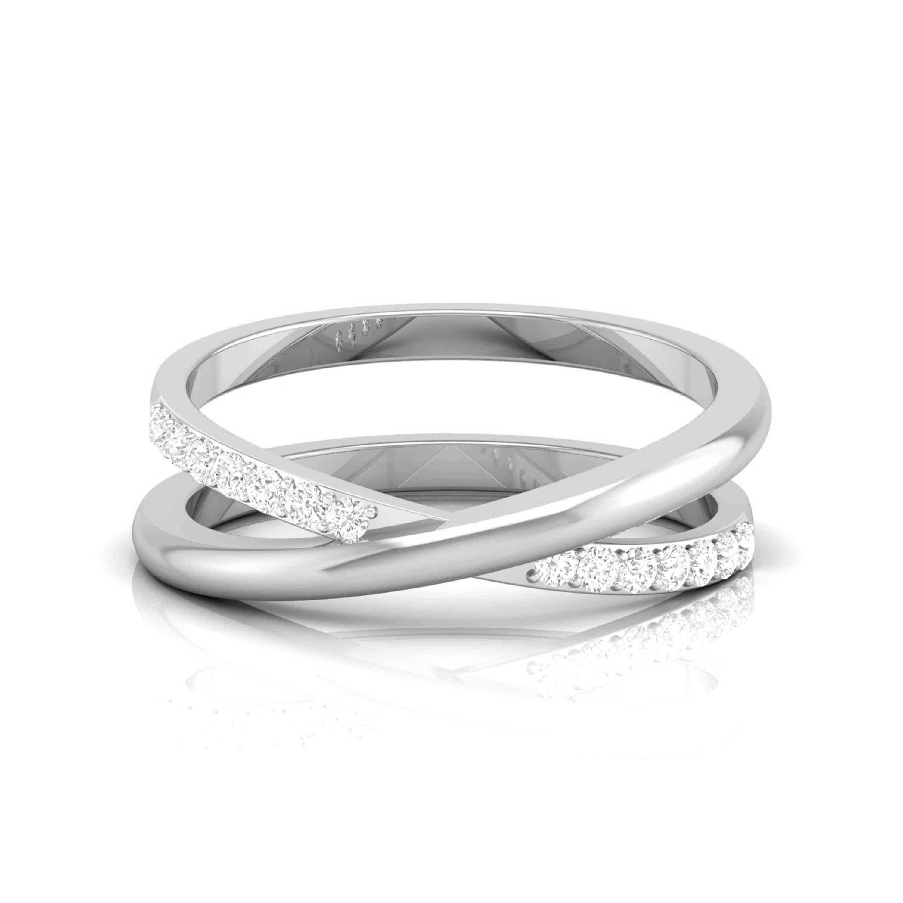 Curve Merge White Gold Customised Diamond Ring [wg]