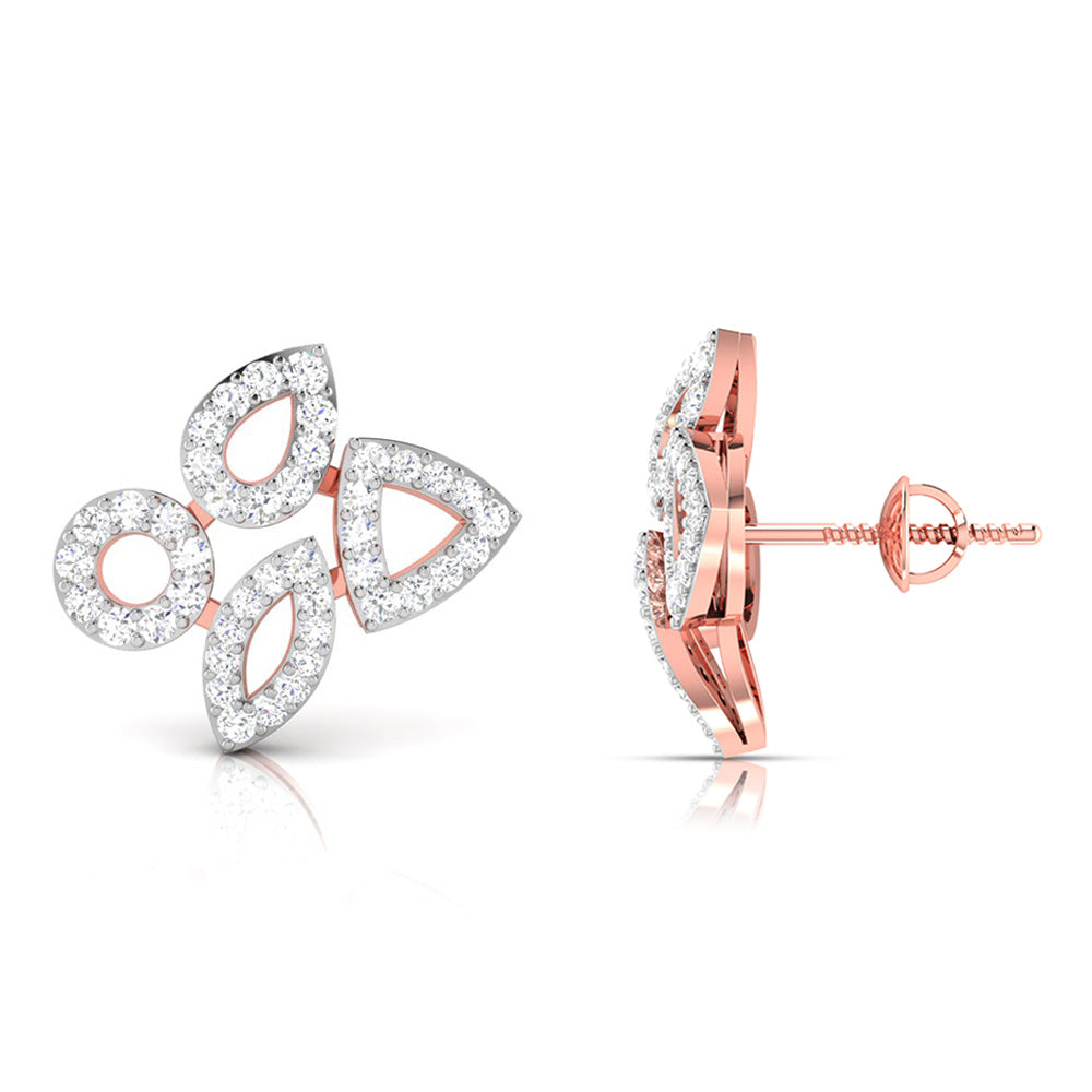 Rose Gold Diamond Earrings - Petal Motion [rg]