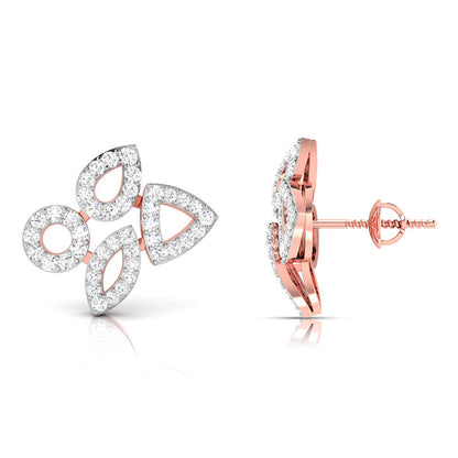 Rose Gold Diamond Earrings - Petal Motion [rg]