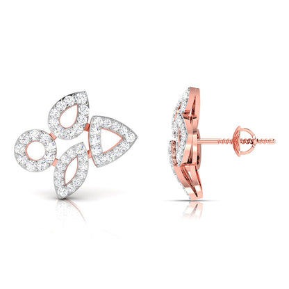 Rose Gold Diamond Earrings - Petal Motion [rg]
