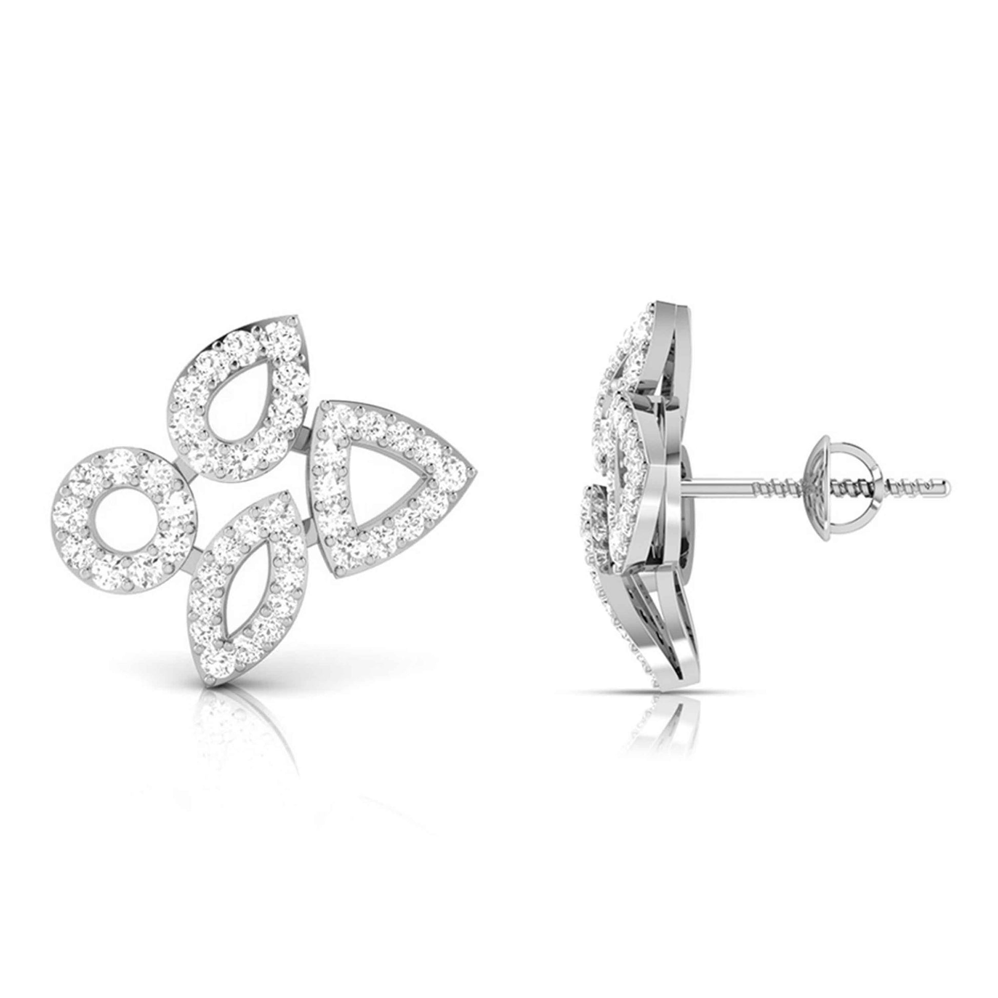 White Gold Diamond Earrings - Petal Motion [wg]