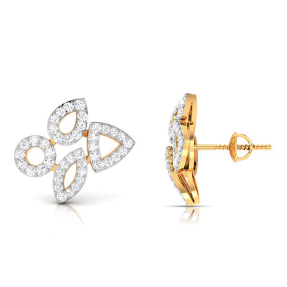 Yellow Gold Diamond Earrings - Petal Motion [yg]