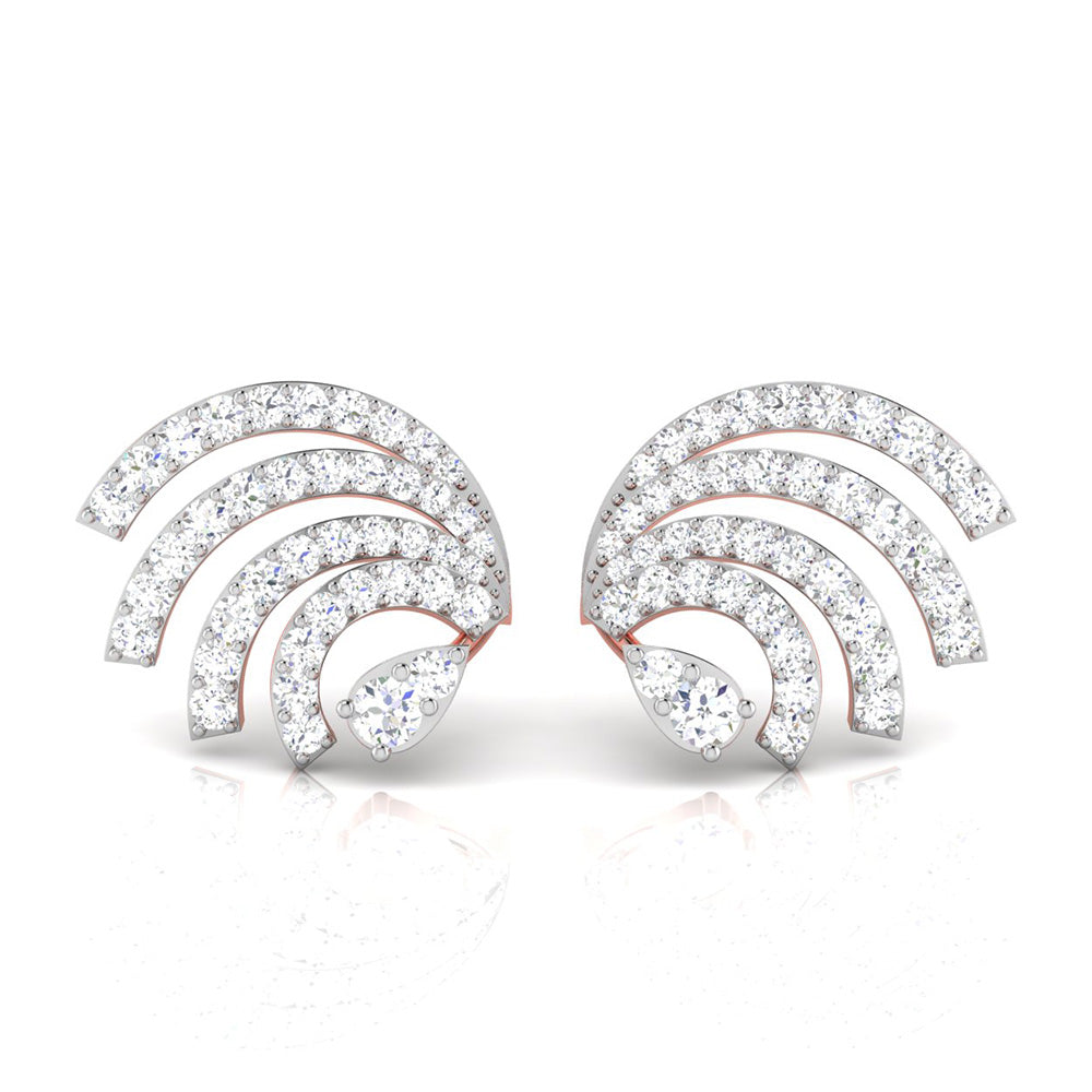 Radiant Wave Rose Gold Diamond Earrings [rg]