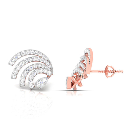 Rose Gold Diamond Earrings - Radiant Wave [rg]