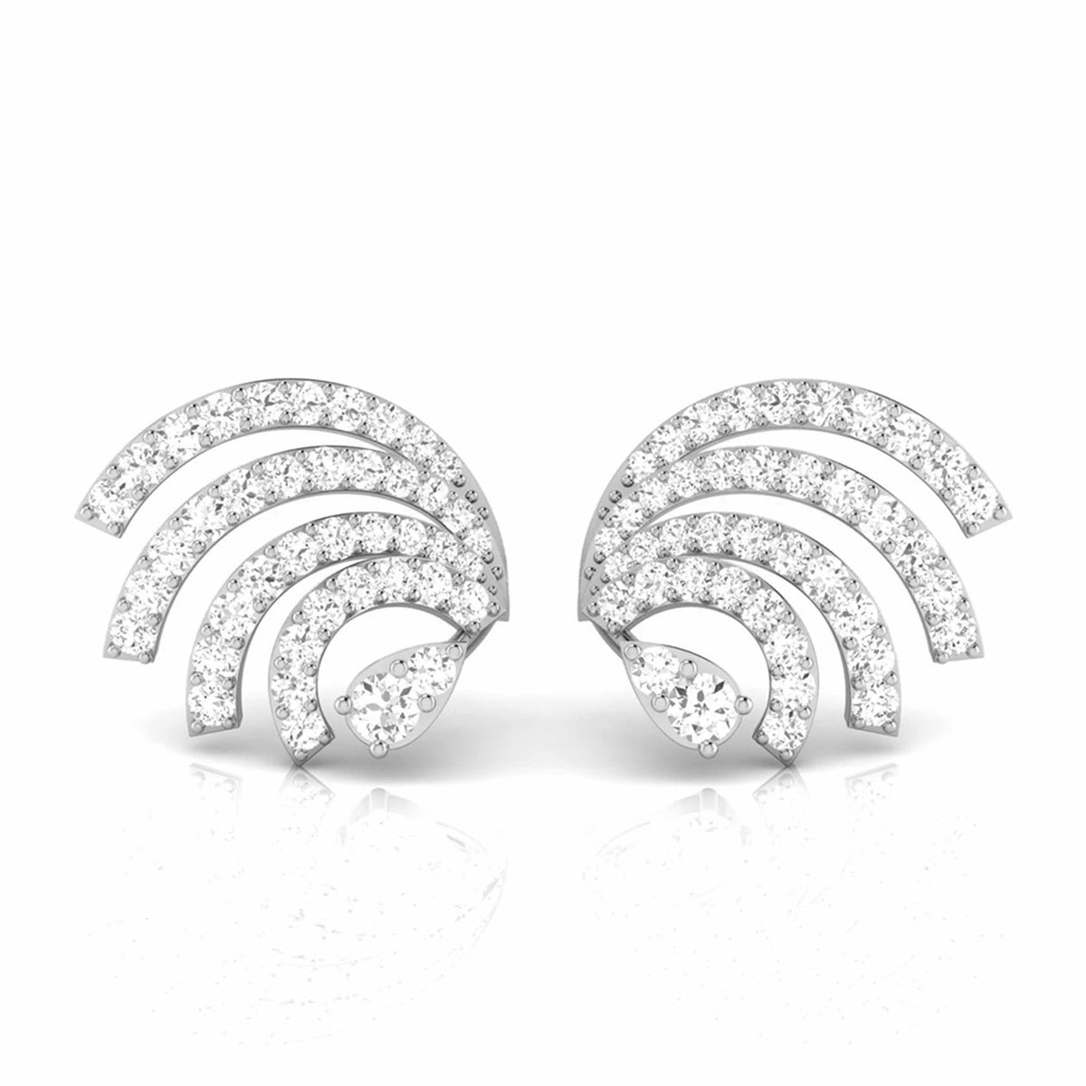 Radiant Wave White Gold Diamond Earrings [wg]