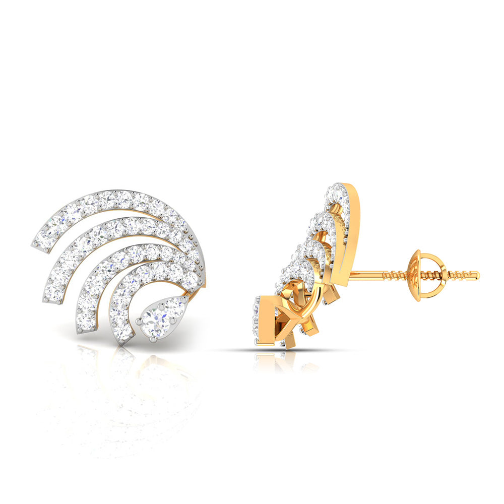 Yellow Gold Diamond Earrings - Radiant Wave [yg]