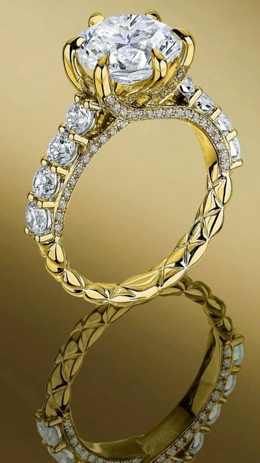 Golden Crown Solitaire Ring