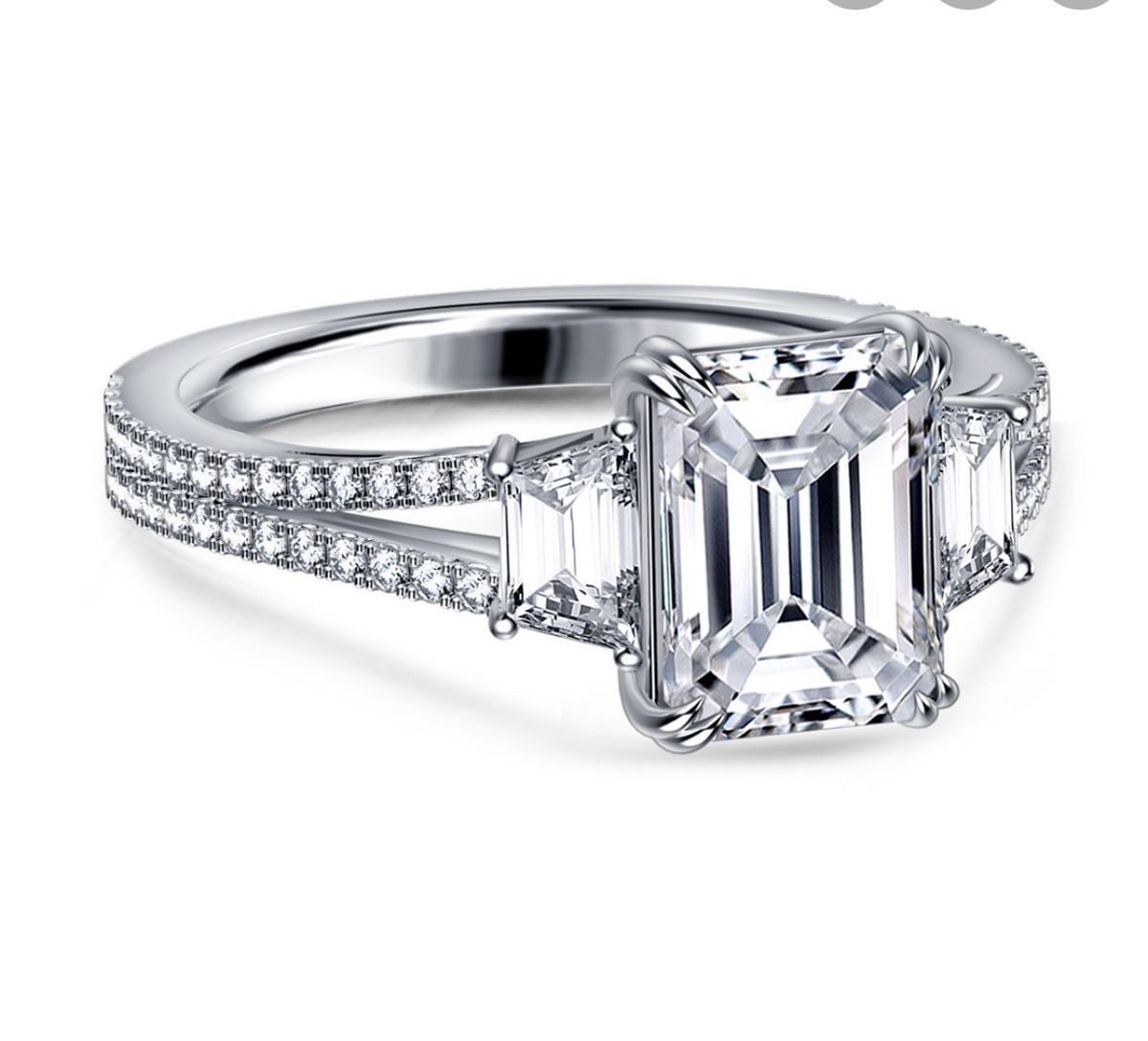 Emerald Cut Split Shank Ring