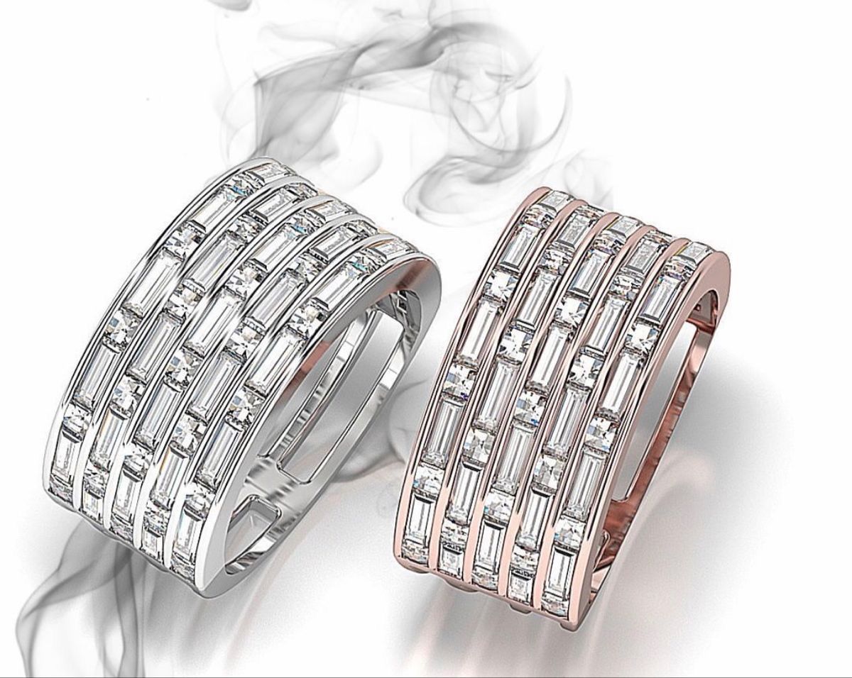 Art Deco Channel Baguette Band