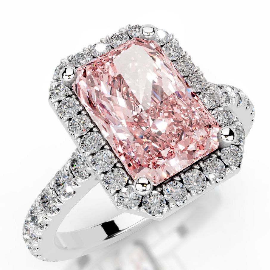 Radiant Pink Sapphire Halo Ring