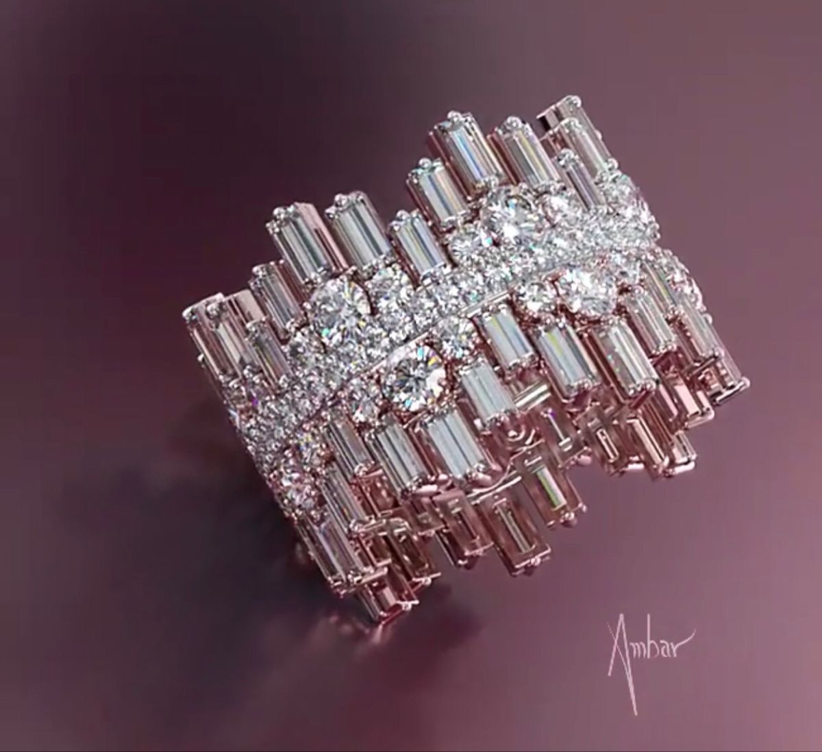 Rose Baguette Statement Ring