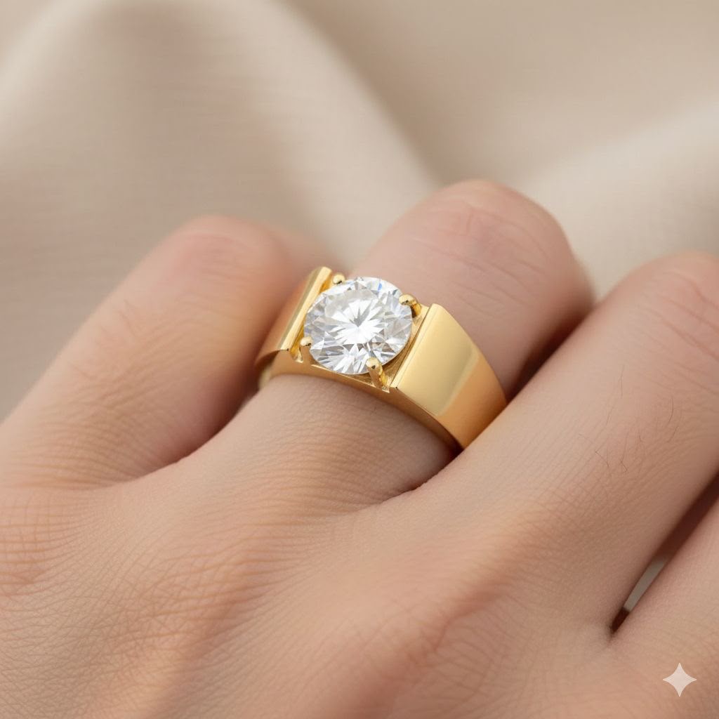 Golden Dome Solitaire Ring
