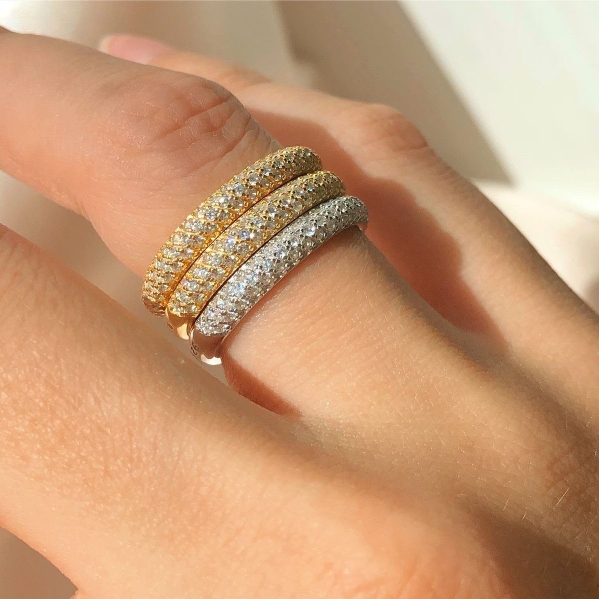 Triple Pavé Stack Band