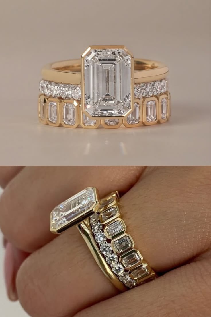 Radiant Emerald Bridal Set