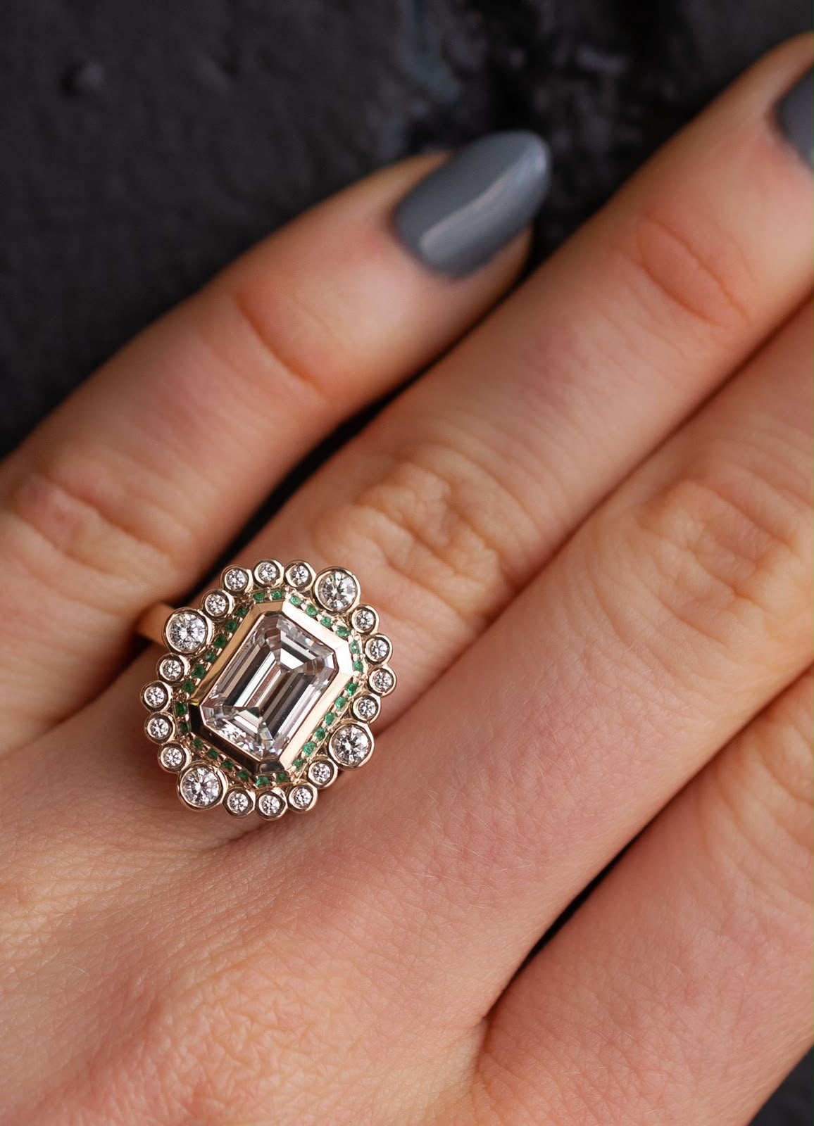 Green Halo Statement Ring
