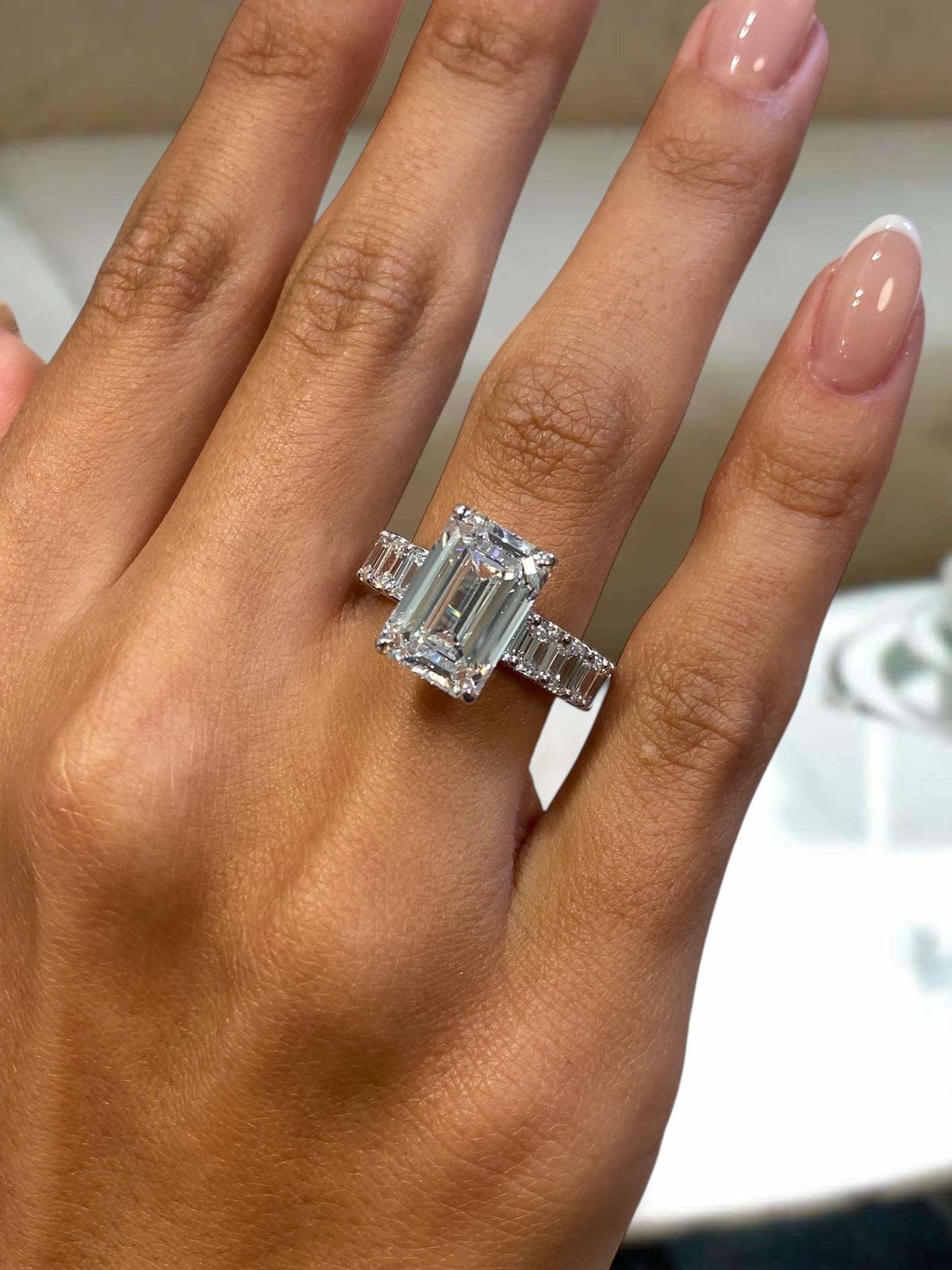 Emerald Cut Halo Solitaire Ring