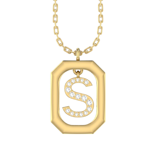 S - Alphabet Yellow Gold Diamond Pendant [yg]