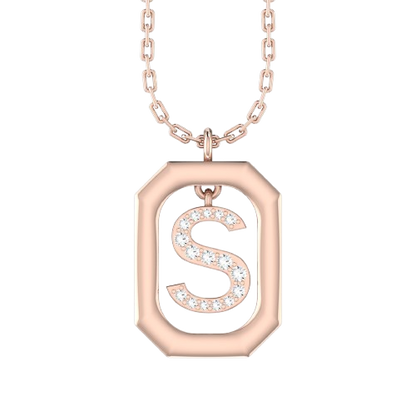 S - Alphabet Rose Gold Diamond Pendant [rg]