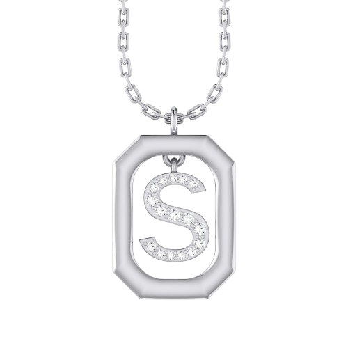 S - Alphabet White Gold Diamond Pendant [wg]