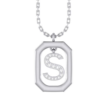 S - Alphabet White Gold Diamond Pendant [wg]