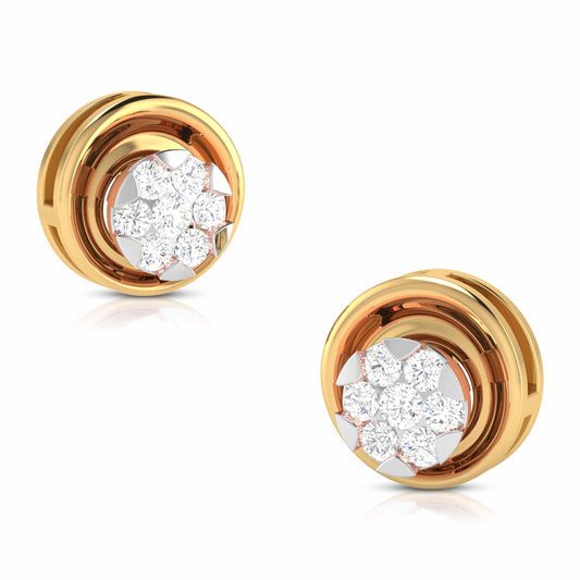 Classic Twirl Yellow Gold Diamond Earrings [yg]