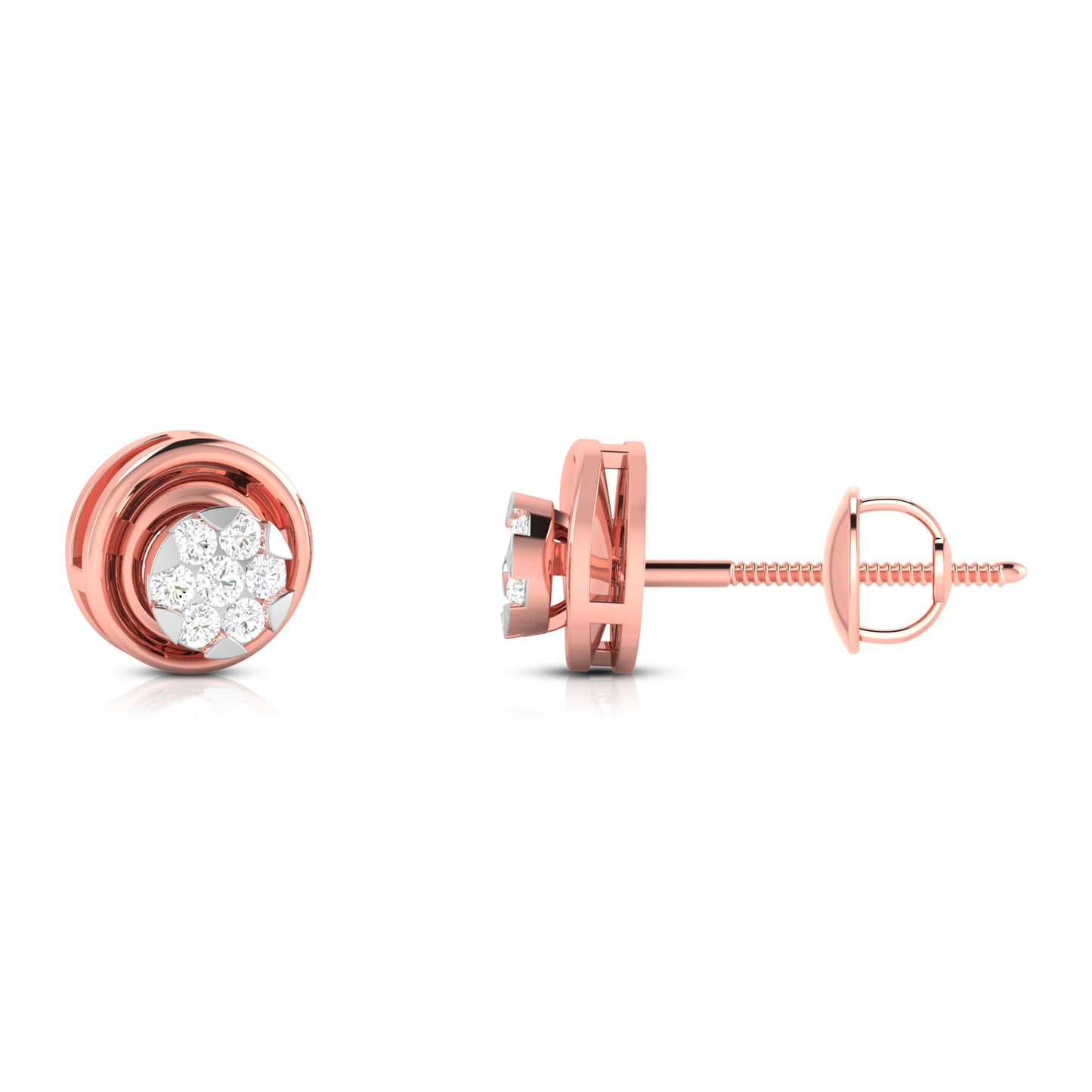 Rose Gold Diamond Earrings - Classic Twirl [rg]