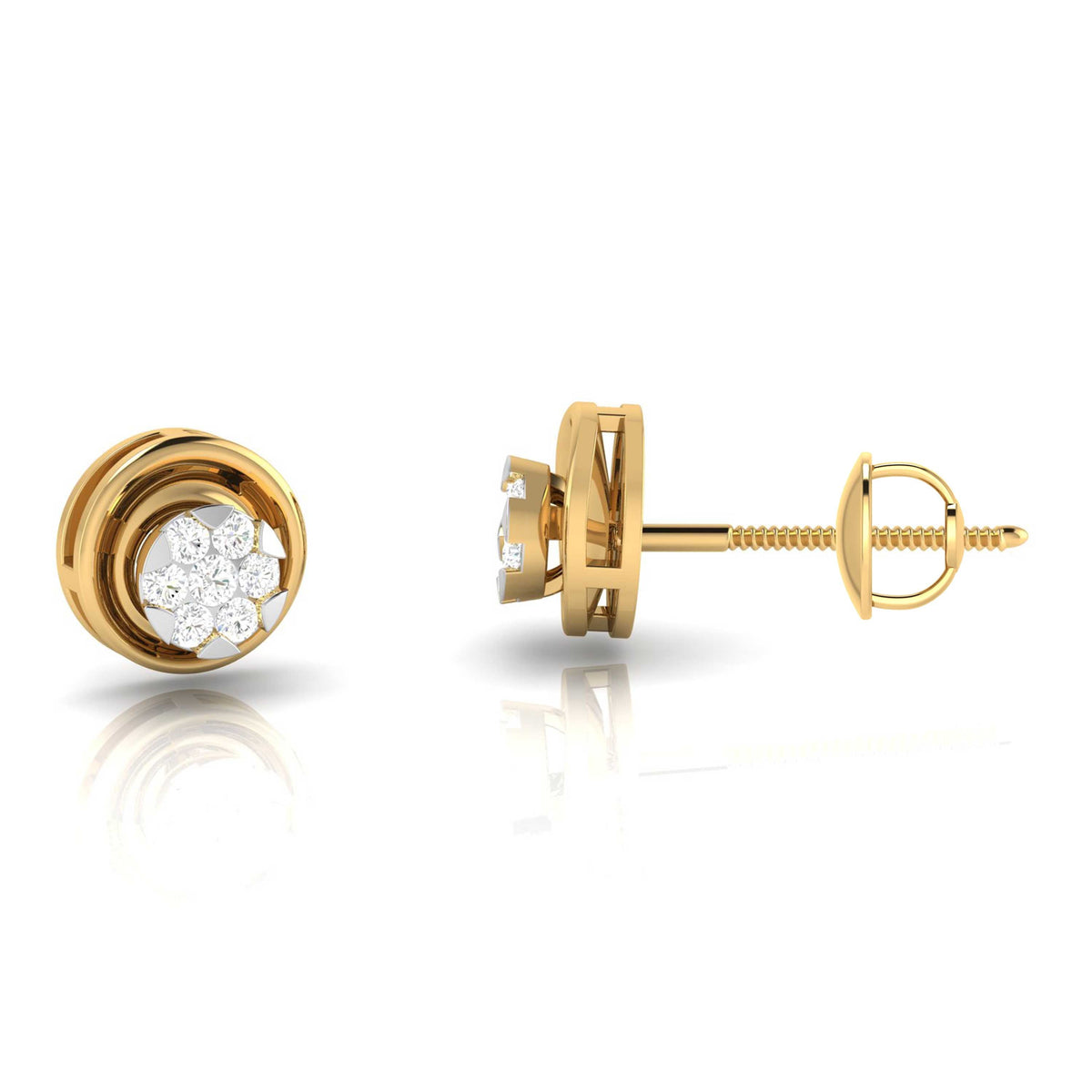 Yellow Gold Diamond Earrings - Classic Twirl [yg]