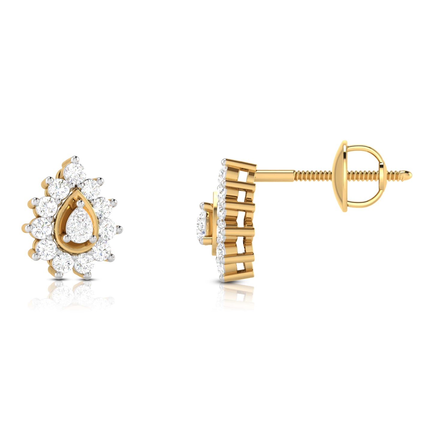 Yellow Gold Diamond Earrings - Dewdrop Radiance [yg]