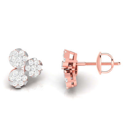 Rose Gold Diamond Earrings - Trio in Bloom [rg]