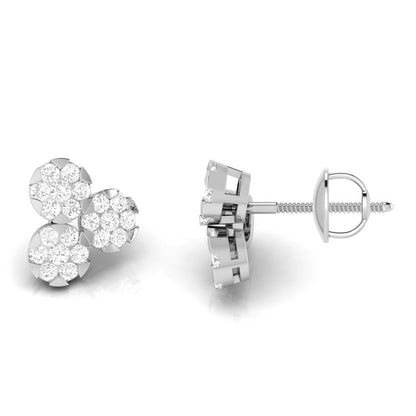 White Gold Diamond Earrings - Trio in Bloom [wg]