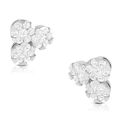 Trio in Bloom White Gold Diamond Earrings [wg]