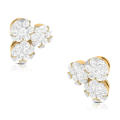 Trio in Bloom Yellow Gold Diamond Earrings [yg]