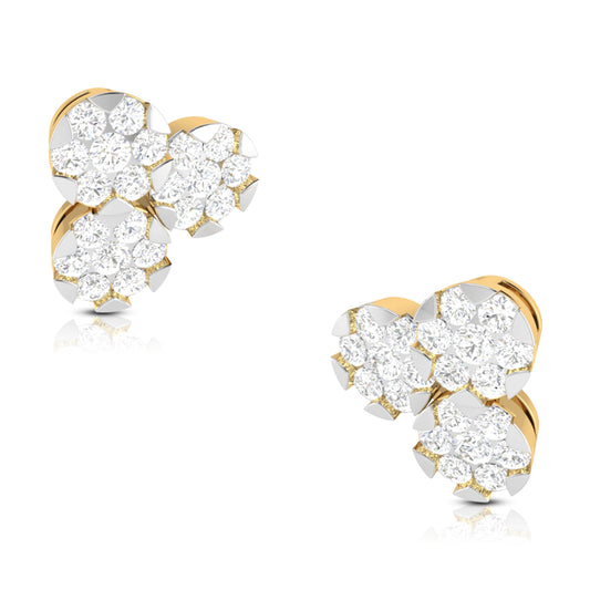 Trio in Bloom Yellow Gold Diamond Earrings [yg]